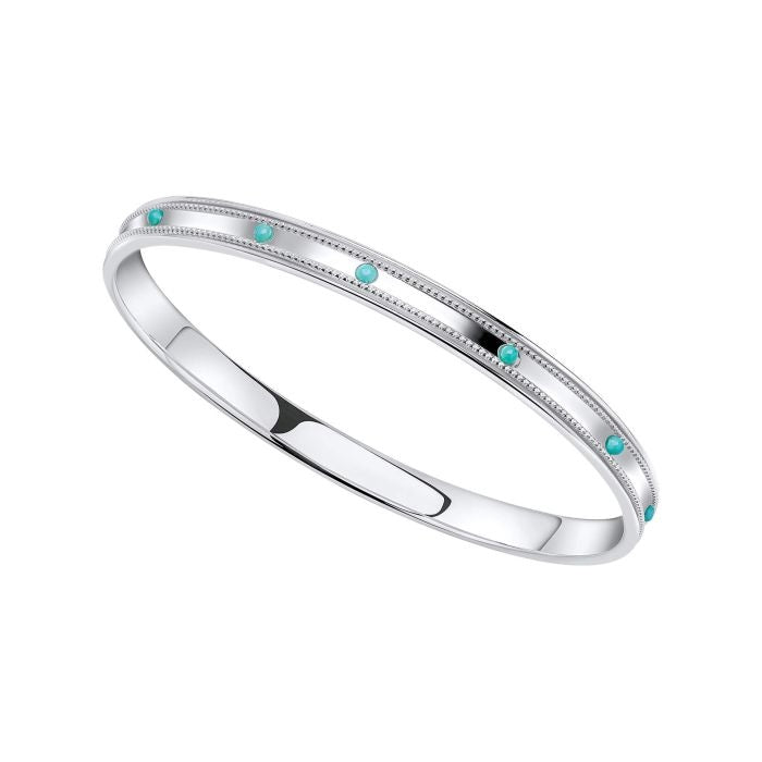 Beginnings Silver Bangle B5525T Silver Turquoise Spinner Sterling Silver Bangle