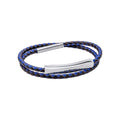 Fred Bennett Double Wrap Blue and Black Leather Bracelet