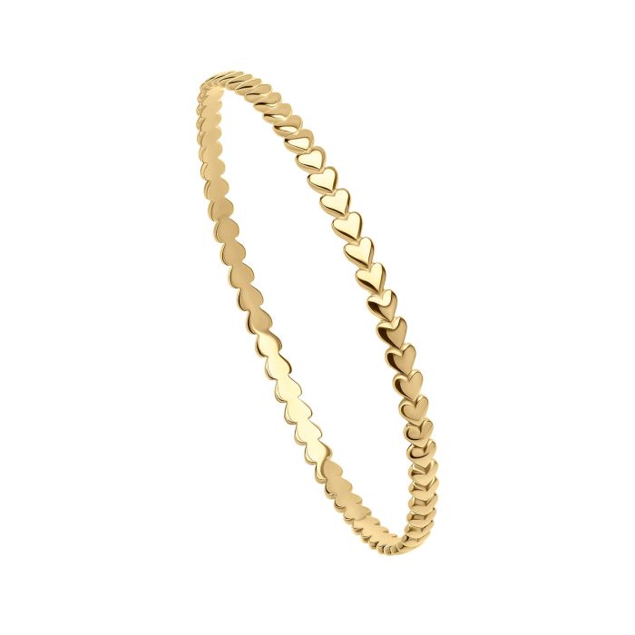 Beginnings Silver Bangle B5572 Heart Sequence 4mm 925 Silver Gold Plated Bangle