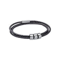 Fred Bennett Triple Layer Thin Black Leather Bracelet