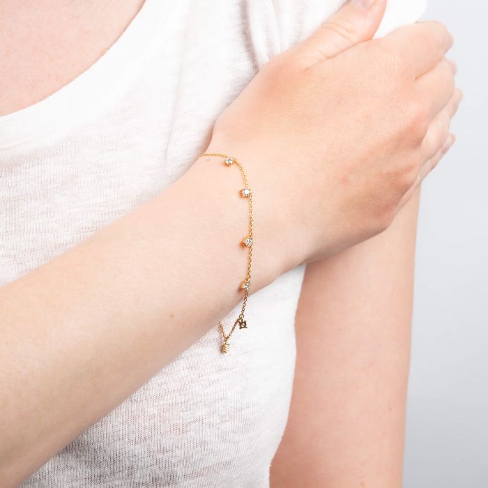 Diamonfire Four Claw Set Zirconia Station Bracelet