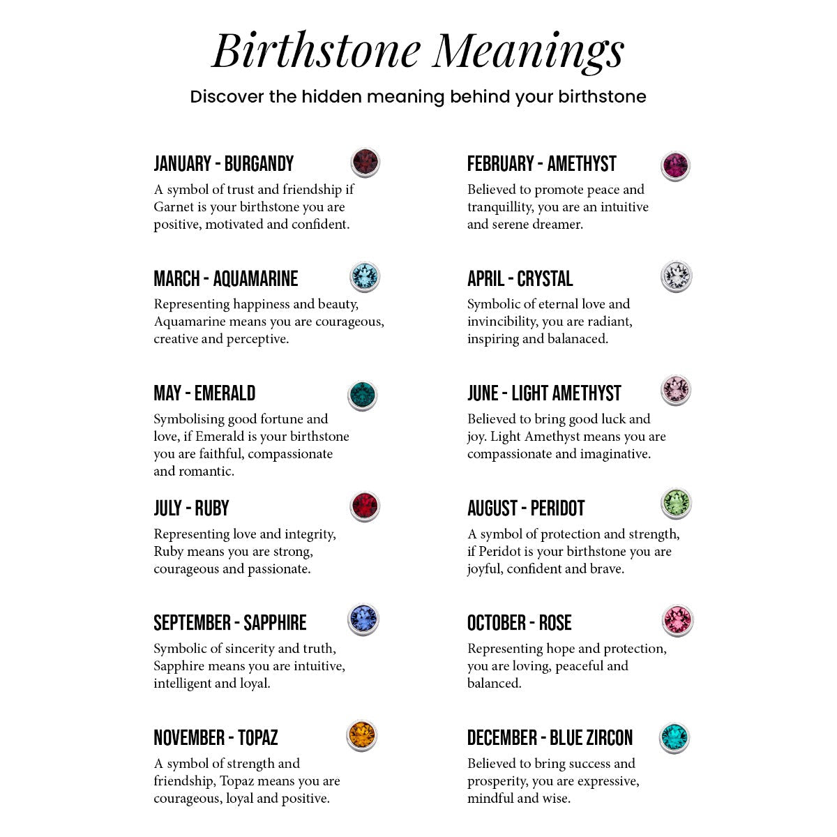 Beginnings Crystal Birthstone Hoop Earring Charms