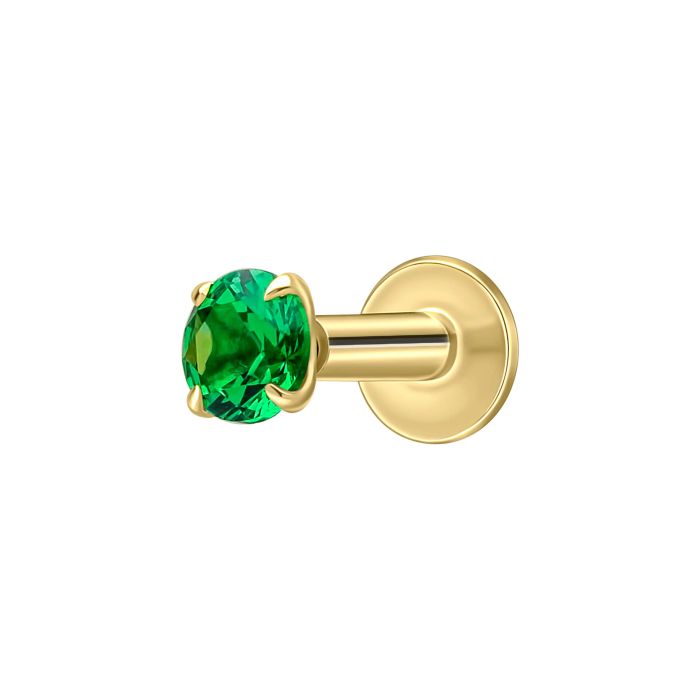 Beginnings Green Crystal Labret Stud Earring