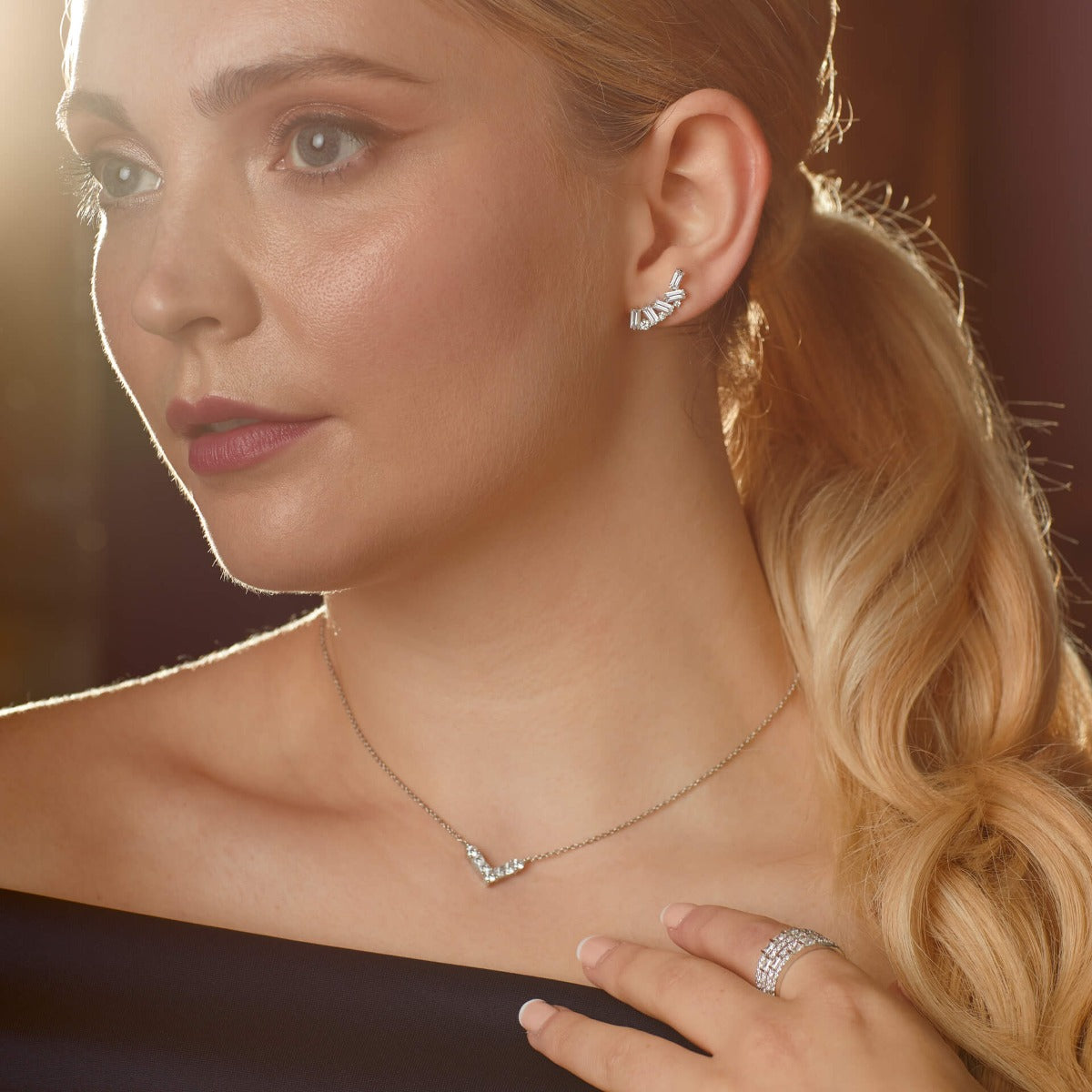 Diamonfire V Shaped Zirconia Necklace