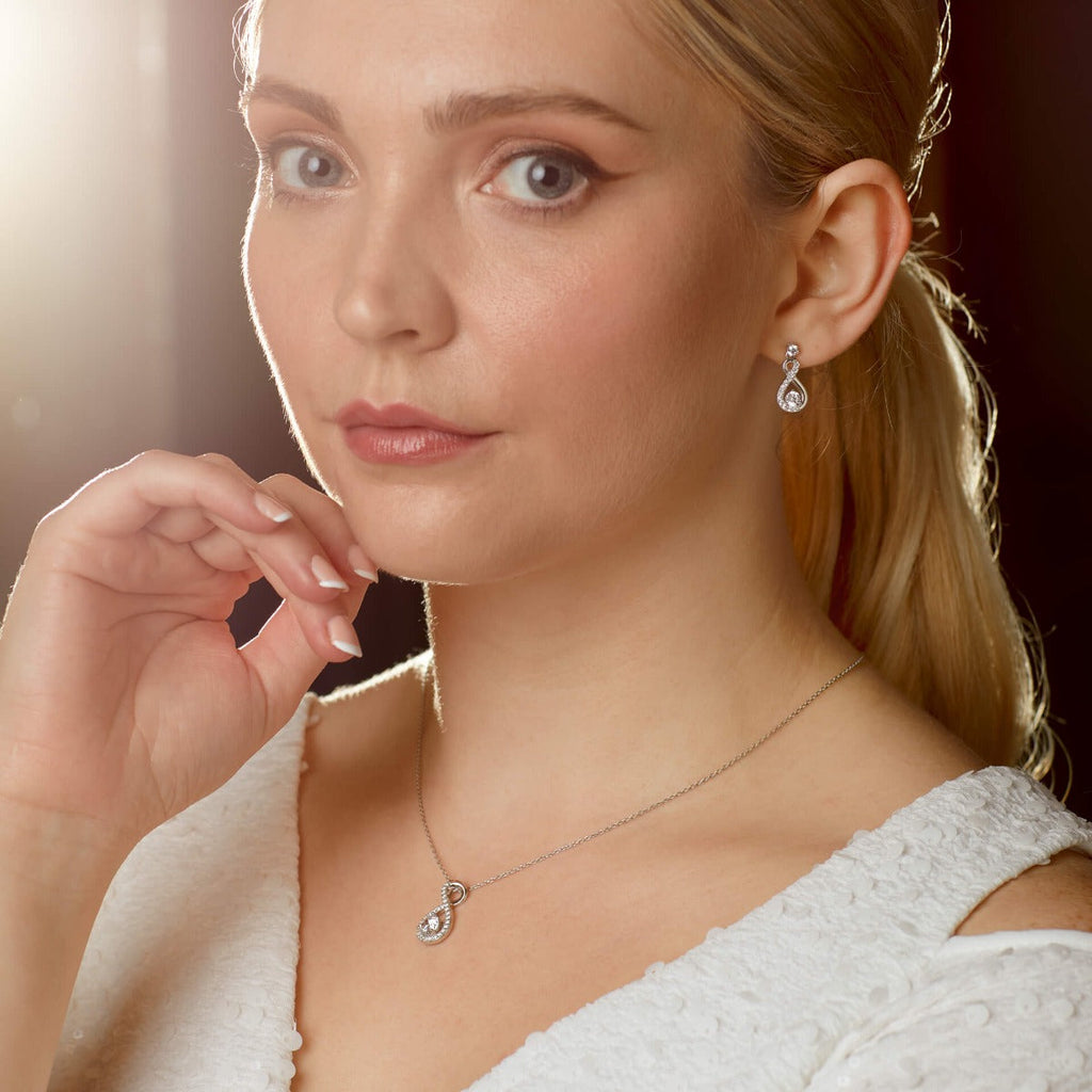 Diamonfire Infinity Zirconia Drop Earrings