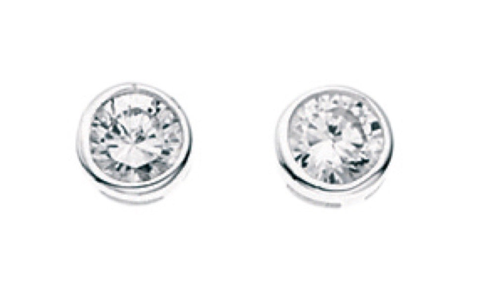 Beginnings Round Stud Earrings with Cubic Zirconia