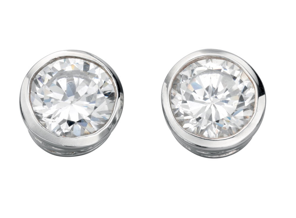Beginnings Round Stud Earrings with Cubic Zirconia