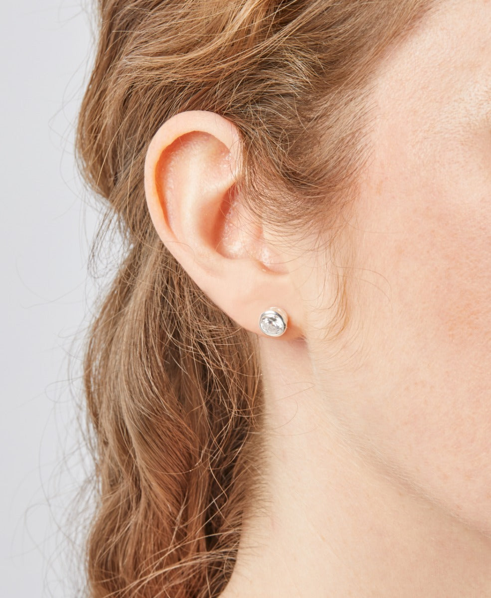 Beginnings Round Stud Earrings with Cubic Zirconia