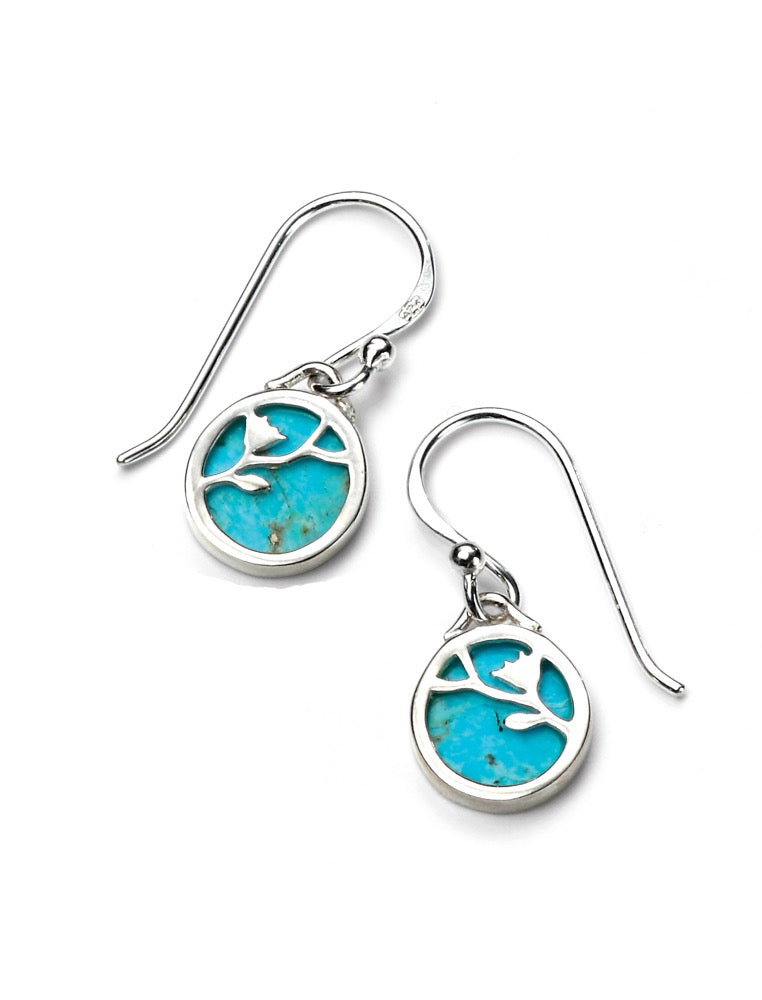 Beginnings Flower Pattern Earrings with Turquoise Background