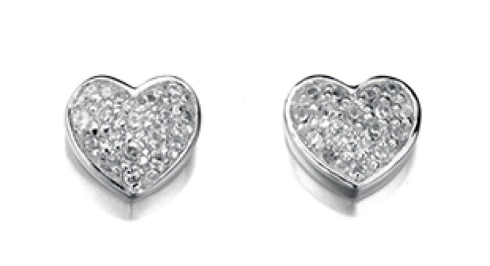Beginnings Pave Heart Stud Earrings