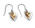 Beginnings Double Heart Earrings with Yellow Gold Plated Small Heart