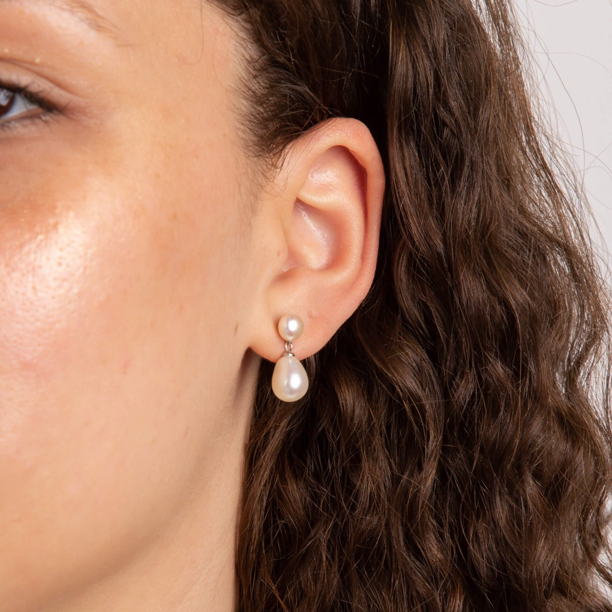 Beginnings Double Drop Pearl Stud Earrings
