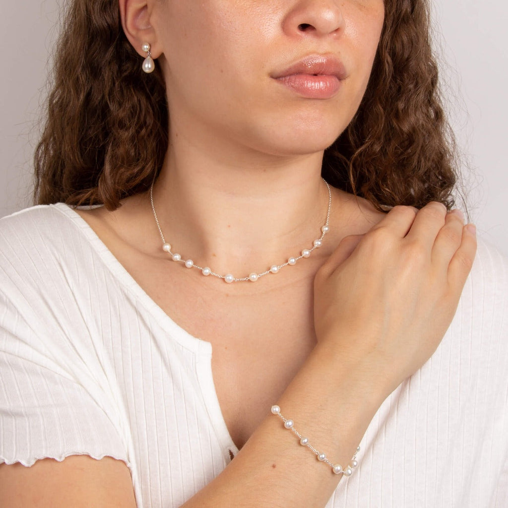 Beginnings Double Drop Pearl Stud Earrings