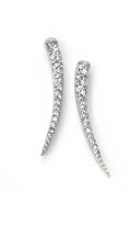 Beginnings Rhodium Plated Curved Bar Earrings with Cubic Zirconia