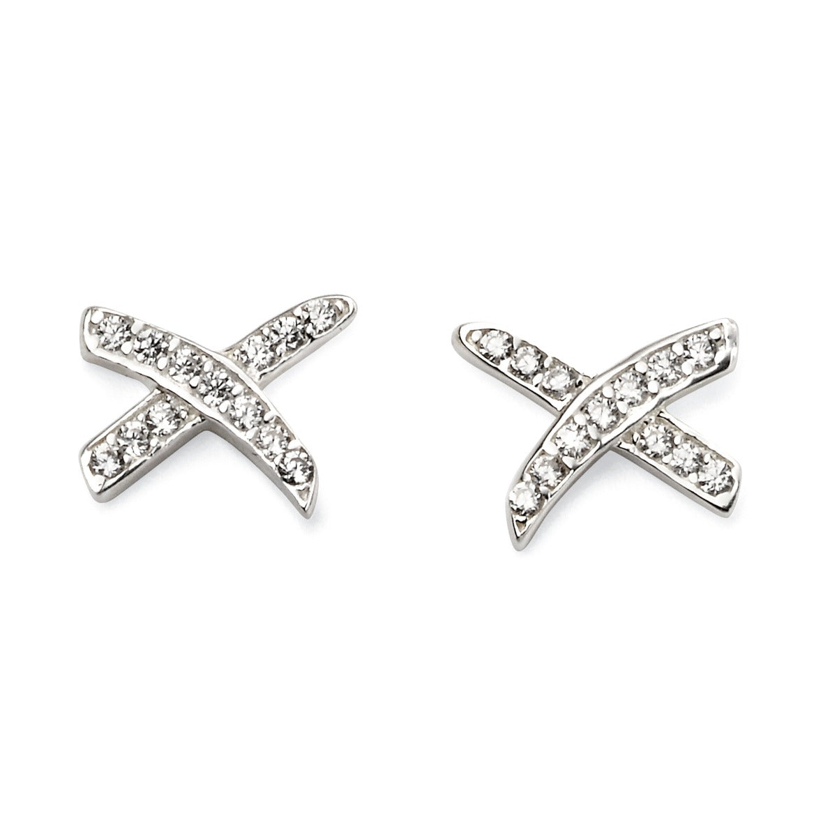 Beginnings Kiss' Shaped Cross Earrings with Cubic Zirconia