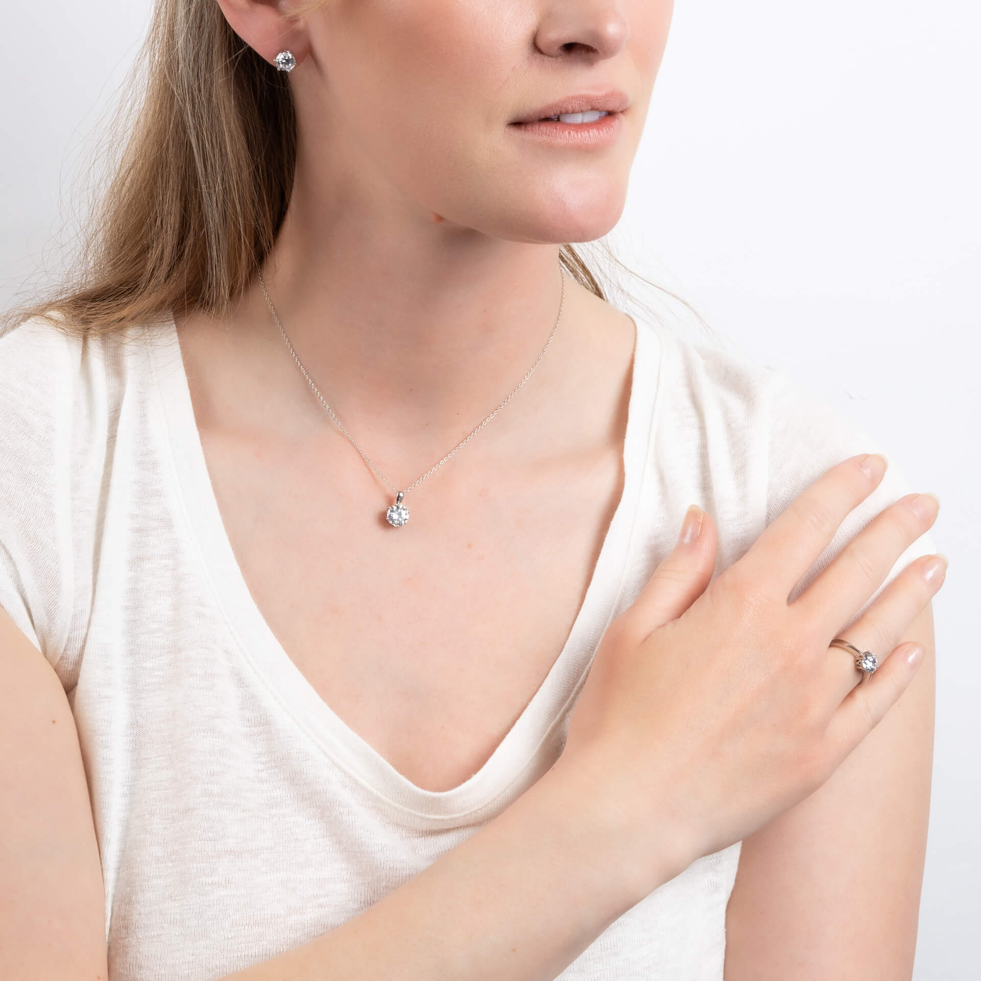 Diamonfire Six Claw Carat Stud Earrings