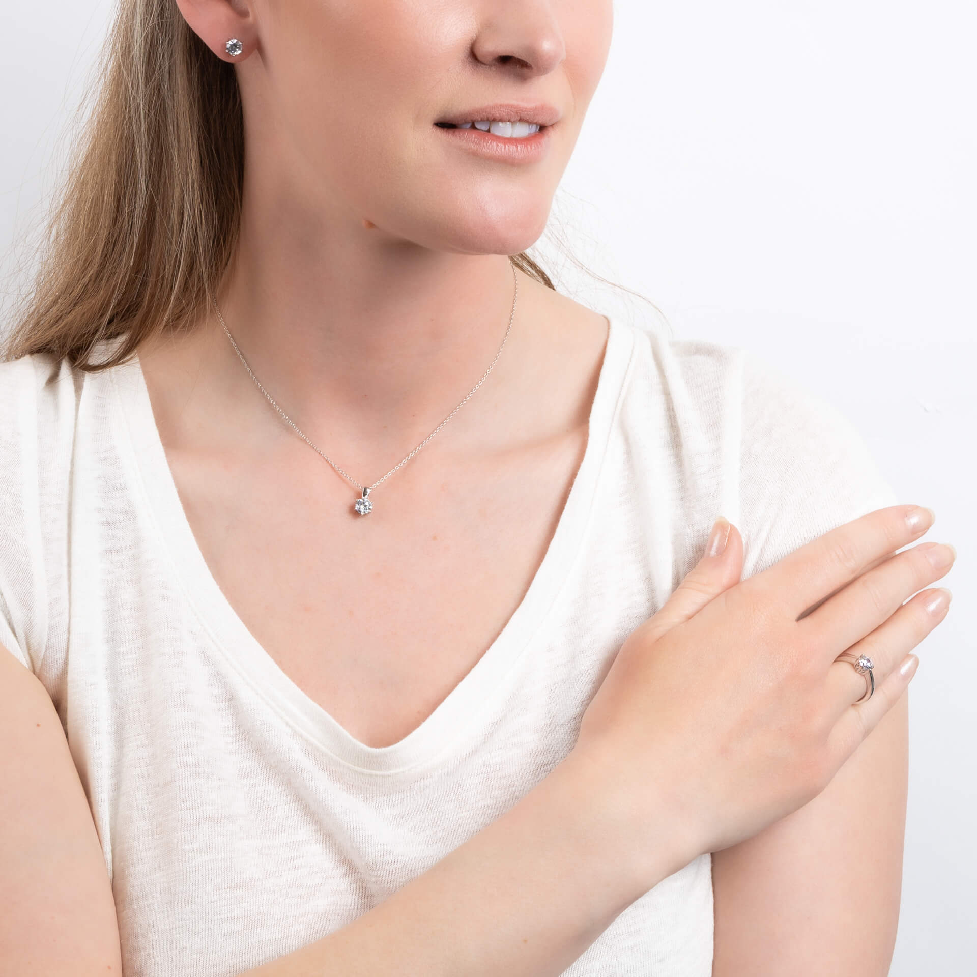 Diamonfire Six Claw Carat Stud Earrings