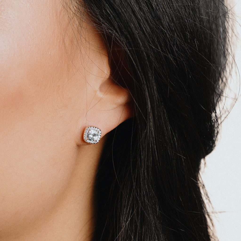 Diamonfire Square Pave Set Stud Earrings