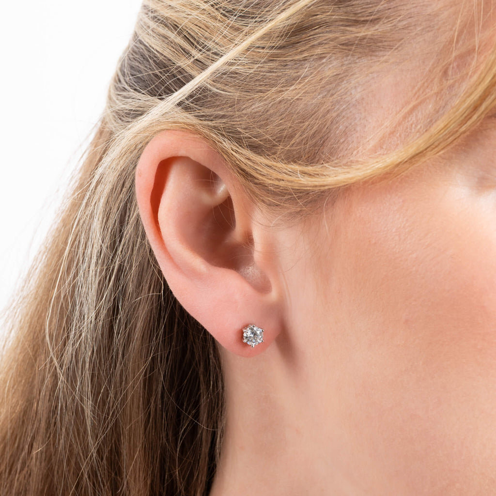 Diamonfire Six Claw Carat Stud Earrings