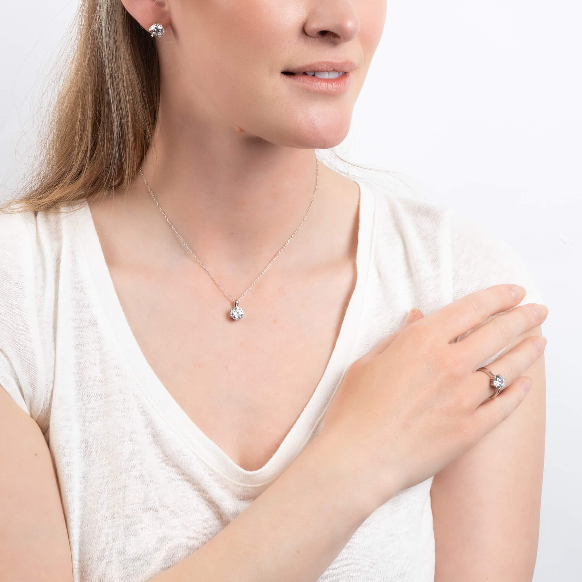 Diamonfire Six Claw Carat Stud Earrings