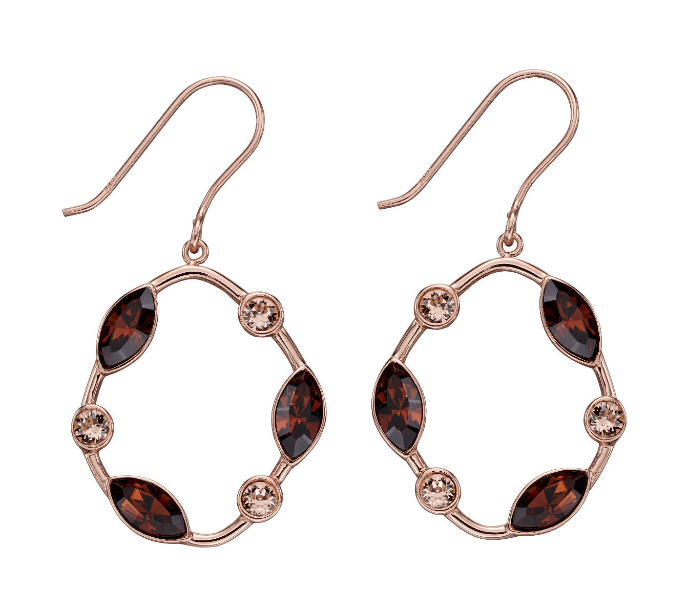 Beginnings Rose Gold Plated Smoked Topaz Crystal Earrings