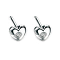 D For Diamond Heart Stud Earrings with Diamond