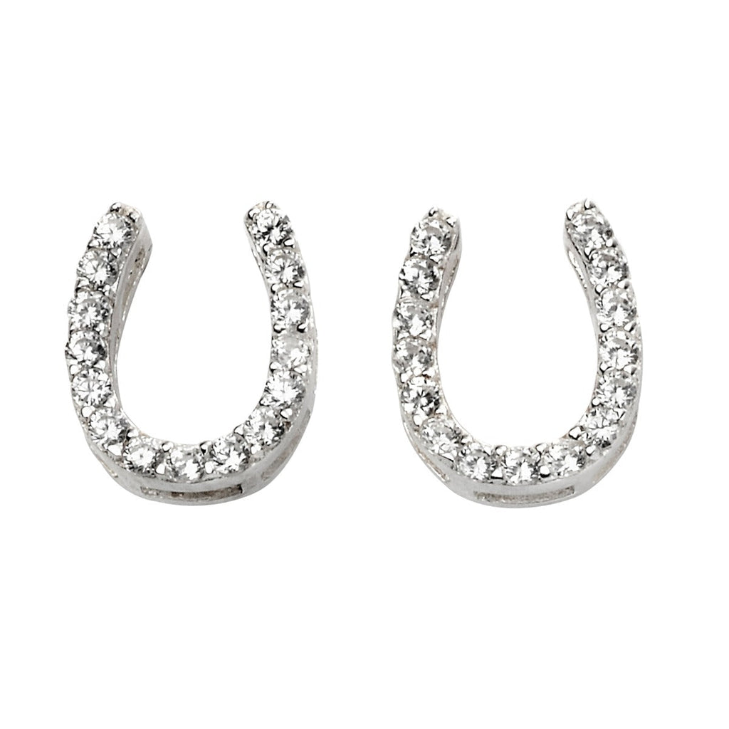 Beginnings Horse Shoe Shaped Stud Earrings with Cubic Zirconia
