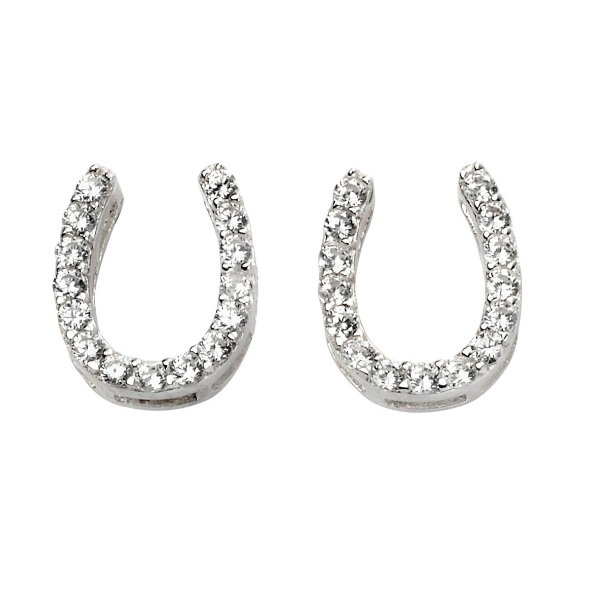 Beginnings Horse Shoe Shaped Stud Earrings with Cubic Zirconia