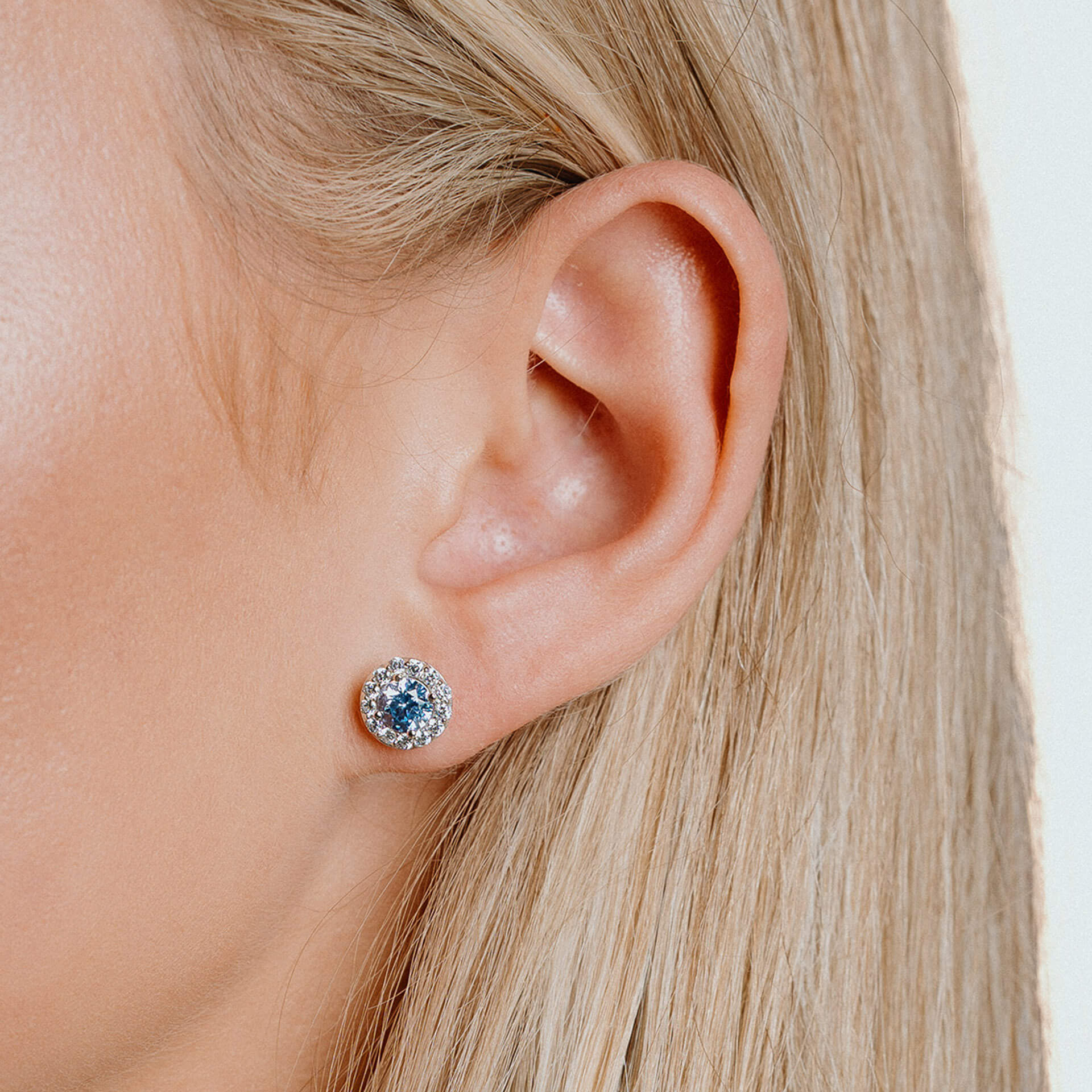 Diamonfire Blue Pave Set Stud Earrings