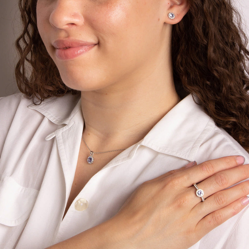 Diamonfire Blue Pave Set Stud Earrings
