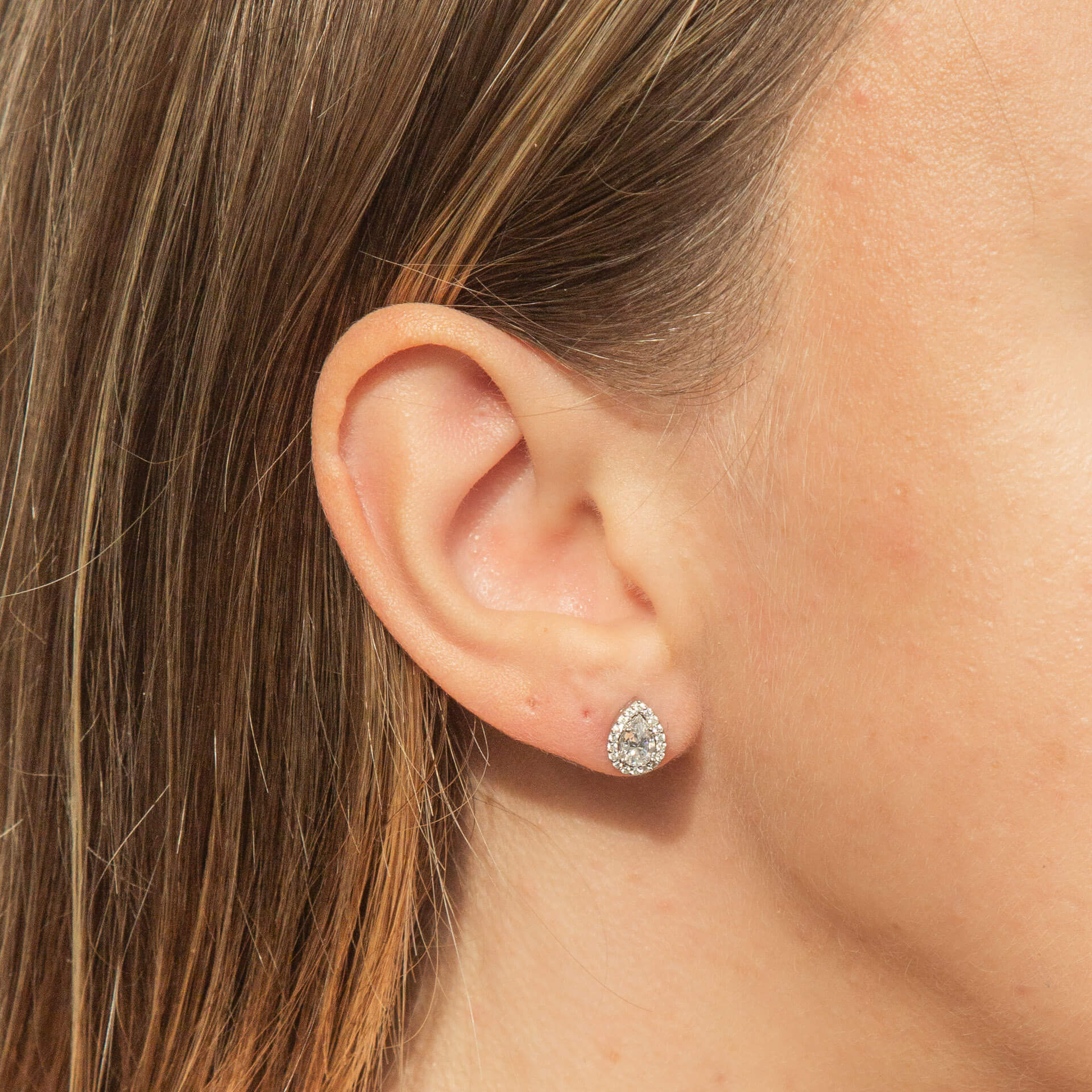 Diamonfire Teardrop Halo Stud Earrings