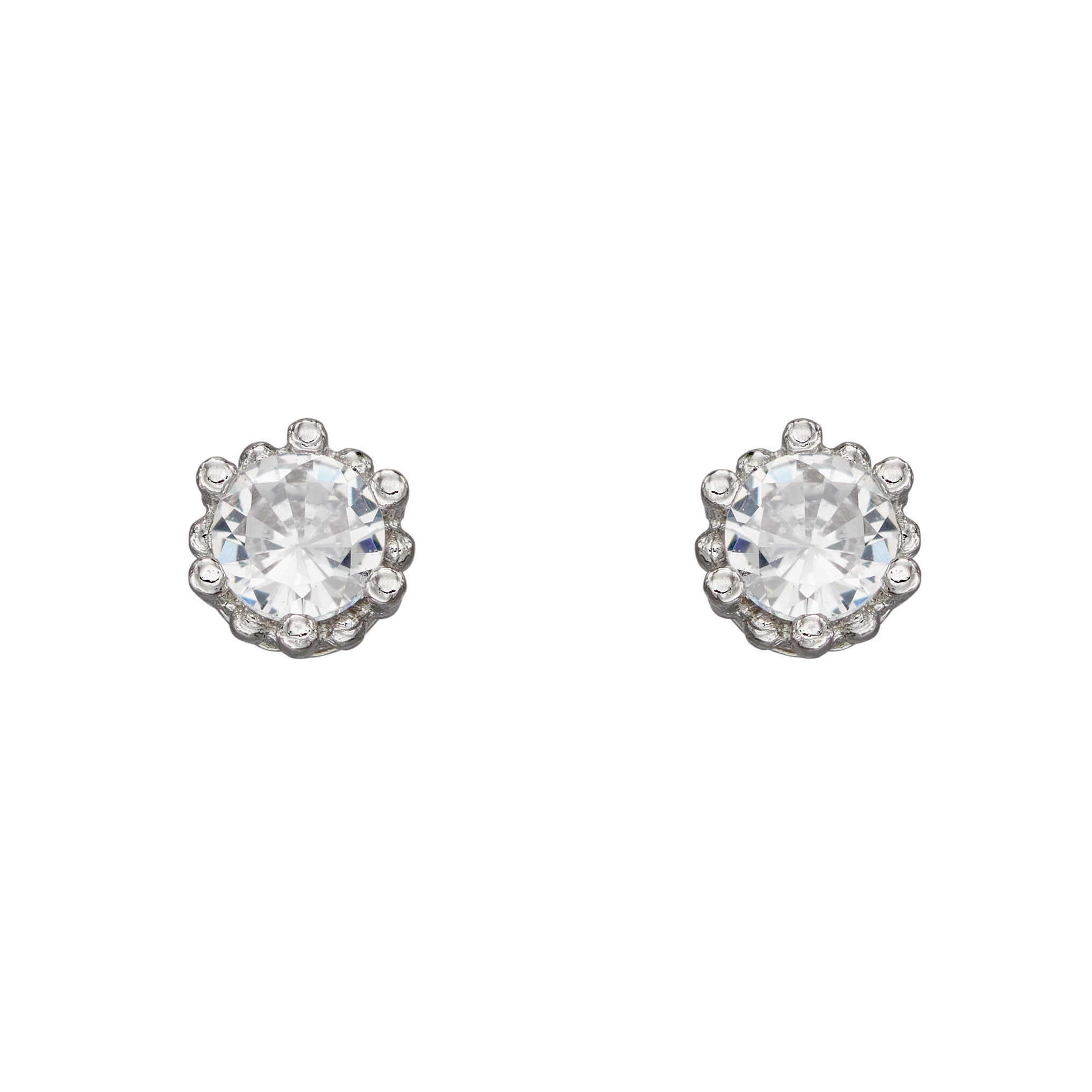 Beginnings Dotted Edge Round Stud Earrings