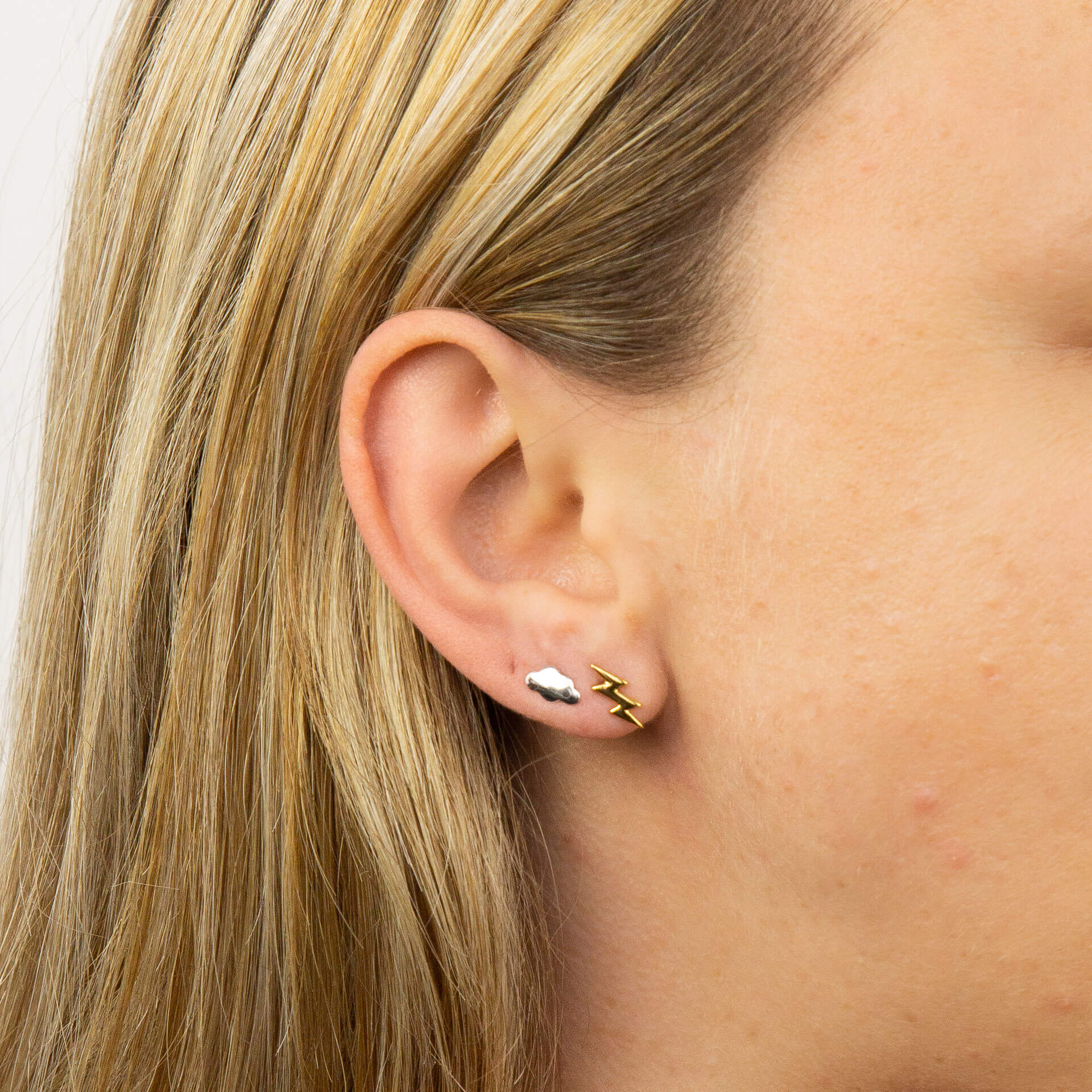 Beginnings Cloud and Lightning Bolt Stud Earrings
