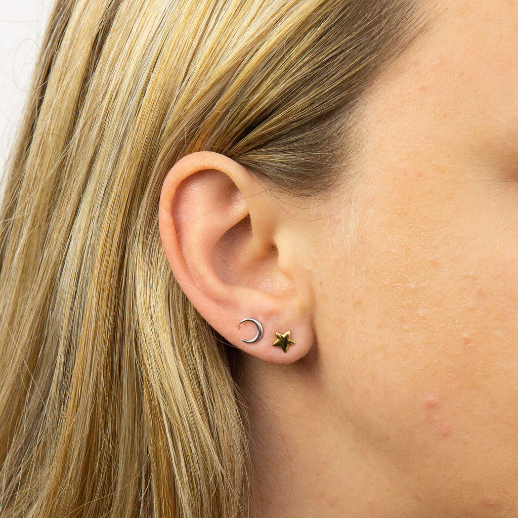 Beginnings Moon and Star Stud Earrings