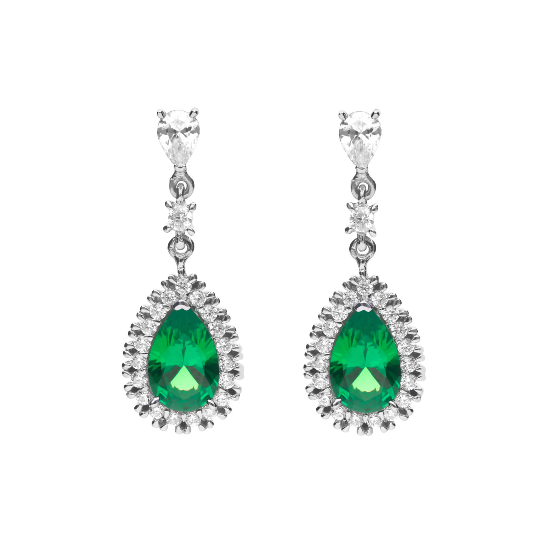 Diamonfire Teardrop and Pave Surround Earrings