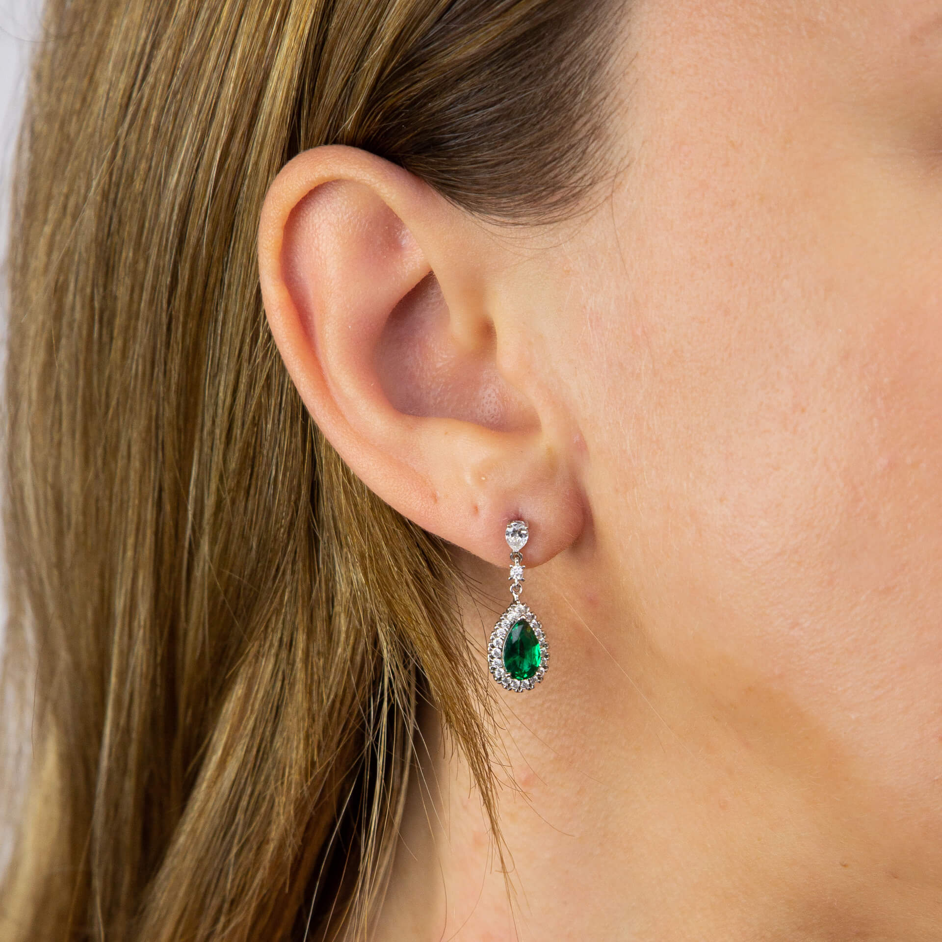 Diamonfire Teardrop and Pave Surround Earrings