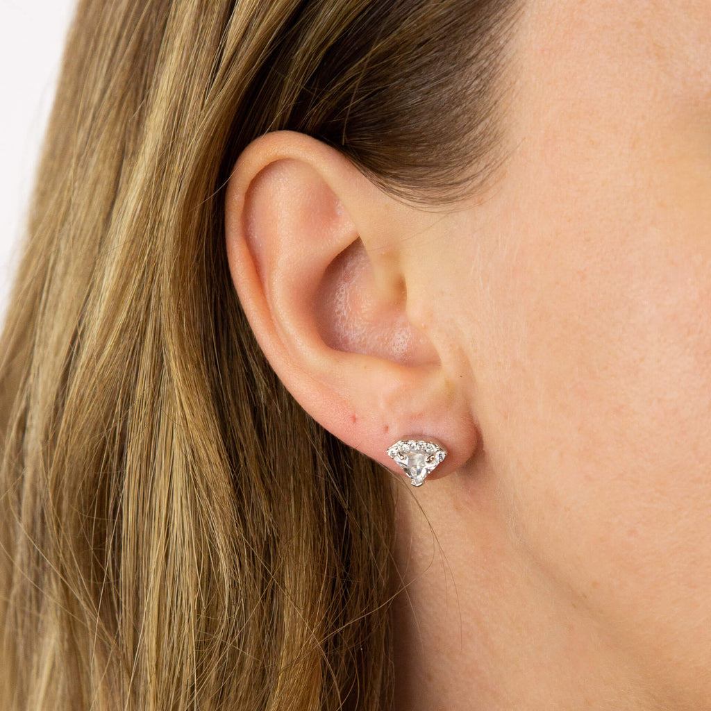 Diamonfire Diamond Shaped Zirconia Stud Earrings