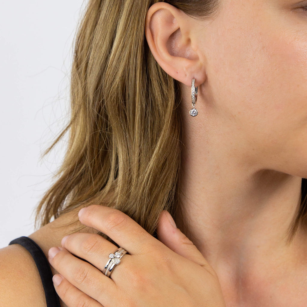 Diamonfire Pave Zirconia Assembled Hoop Earrings