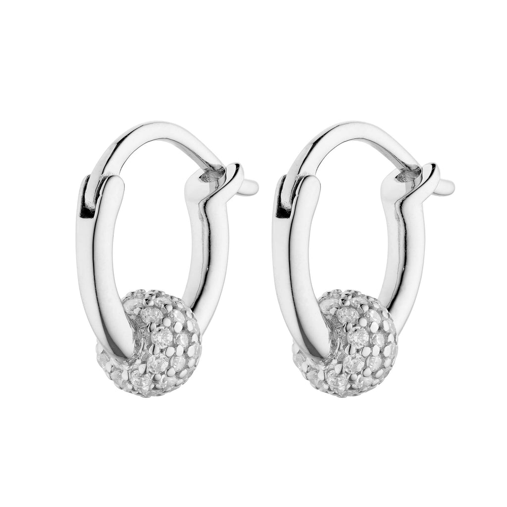 Diamonfire Pave Zirconia Ball Hoop Earrings