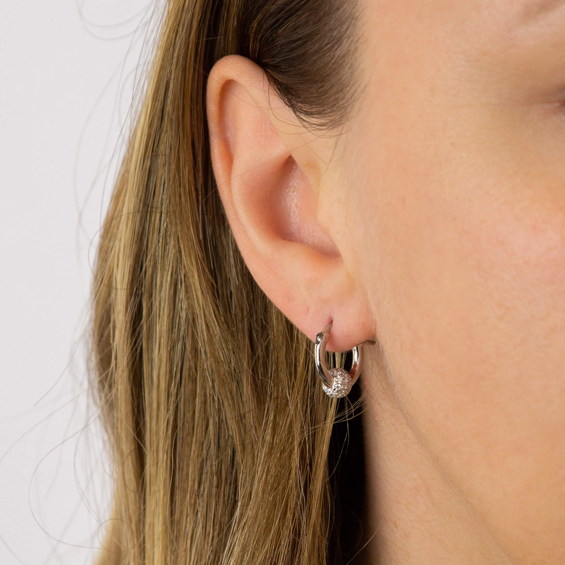 Diamonfire Pave Zirconia Ball Hoop Earrings
