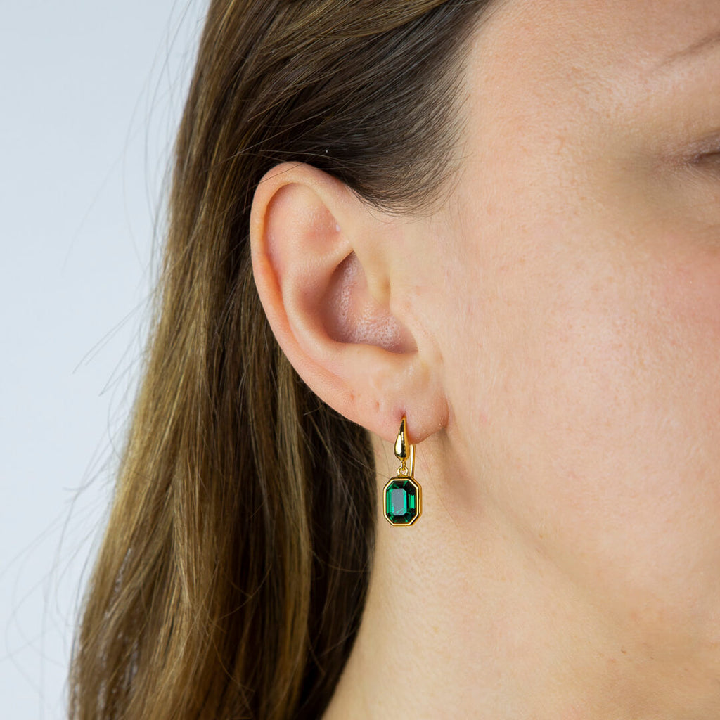 Beginnings Elongated Octagon Crystal Drop Earrings