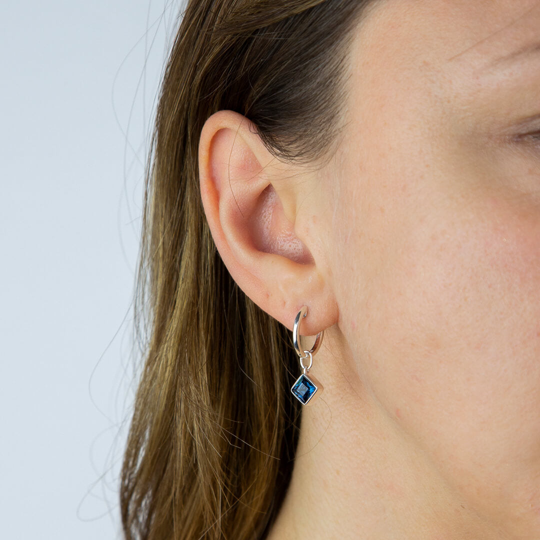 Beginnings Square Crystal Assembled Hoop Earrings