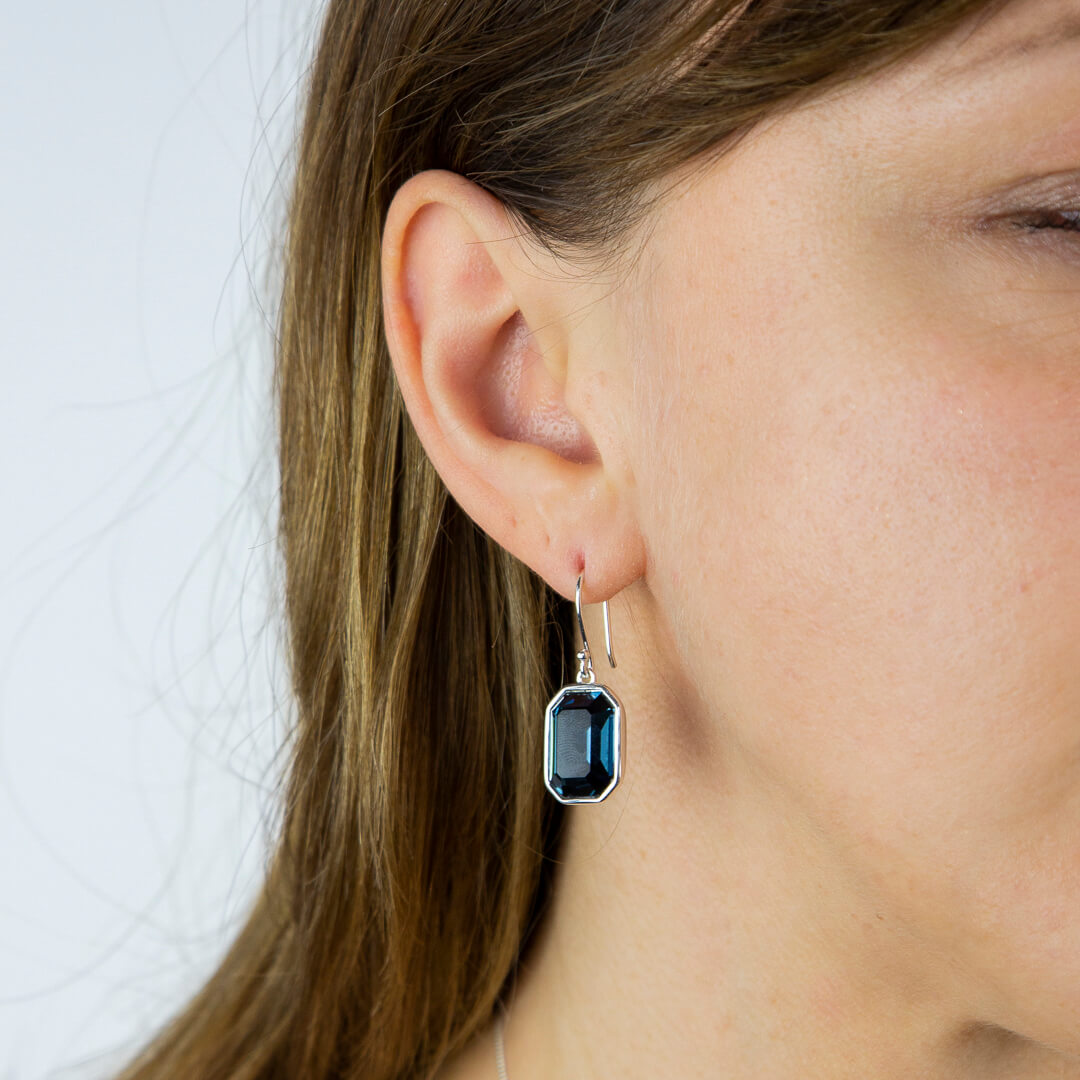 Beginnings Elongated Octagon Crystal Drop Earrings