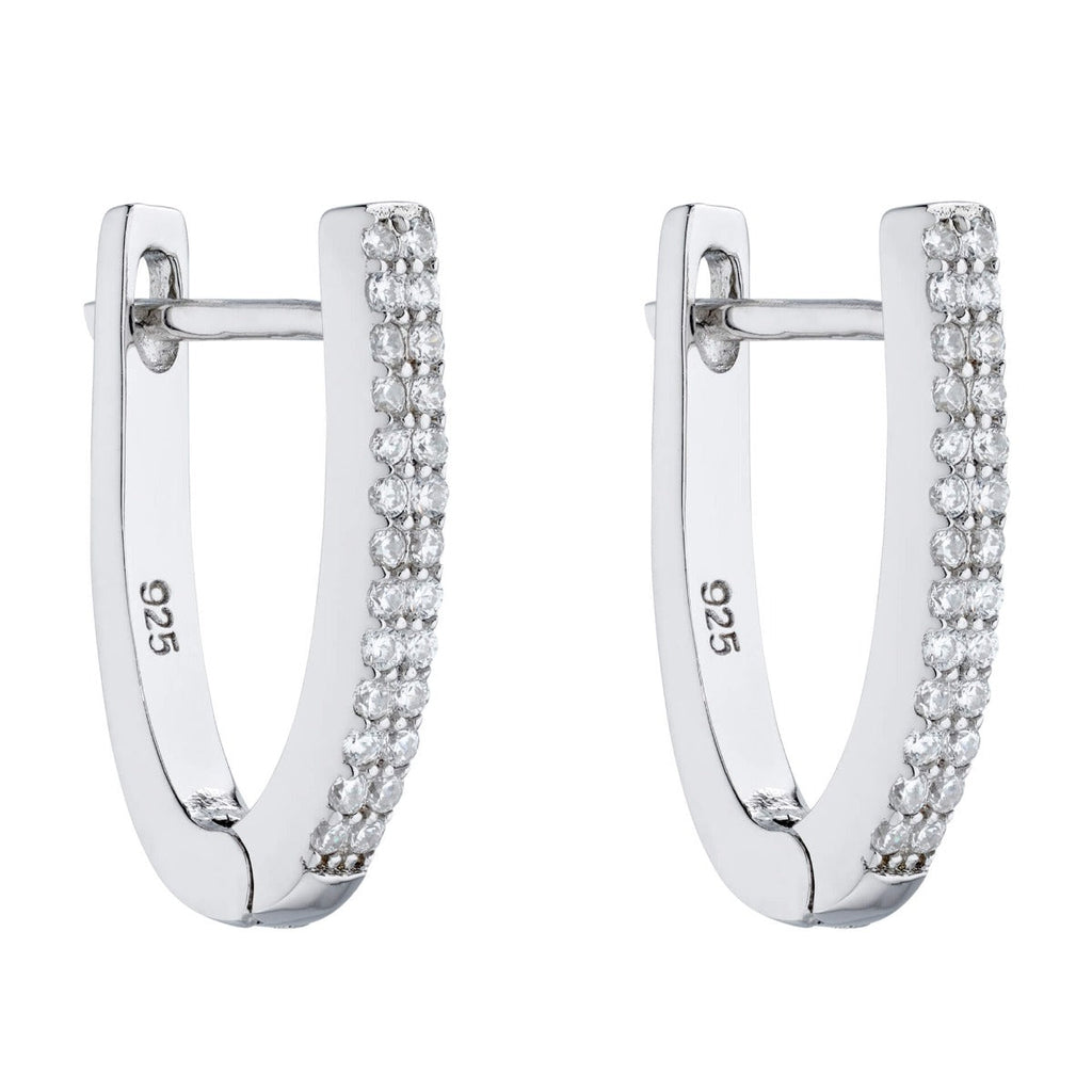 Beginnings U Shaped Hinged Hoop Earrings with Cubic Zirconia