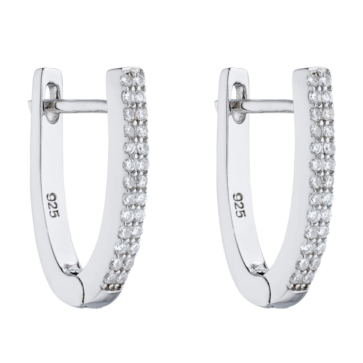 Beginnings U Shaped Hinged Hoop Earrings with Cubic Zirconia