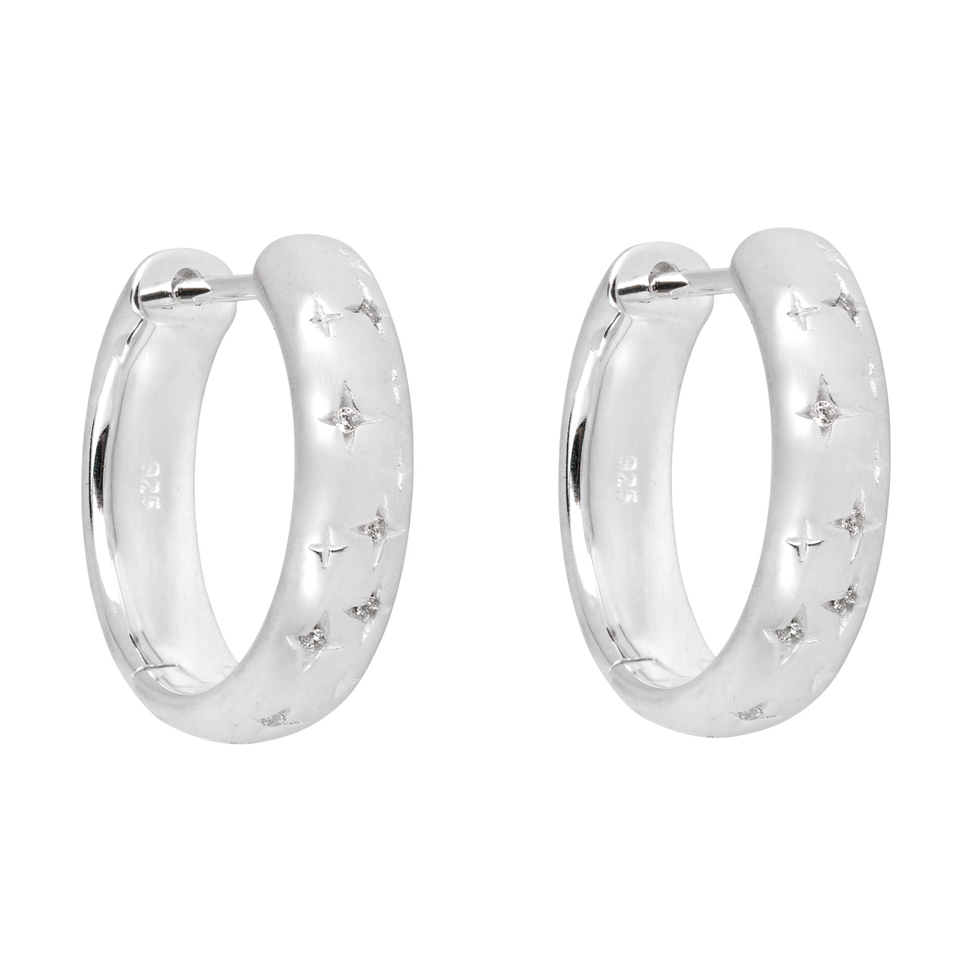 Beginnings Starry Night Hoop Earrings with Cubic Zirconia