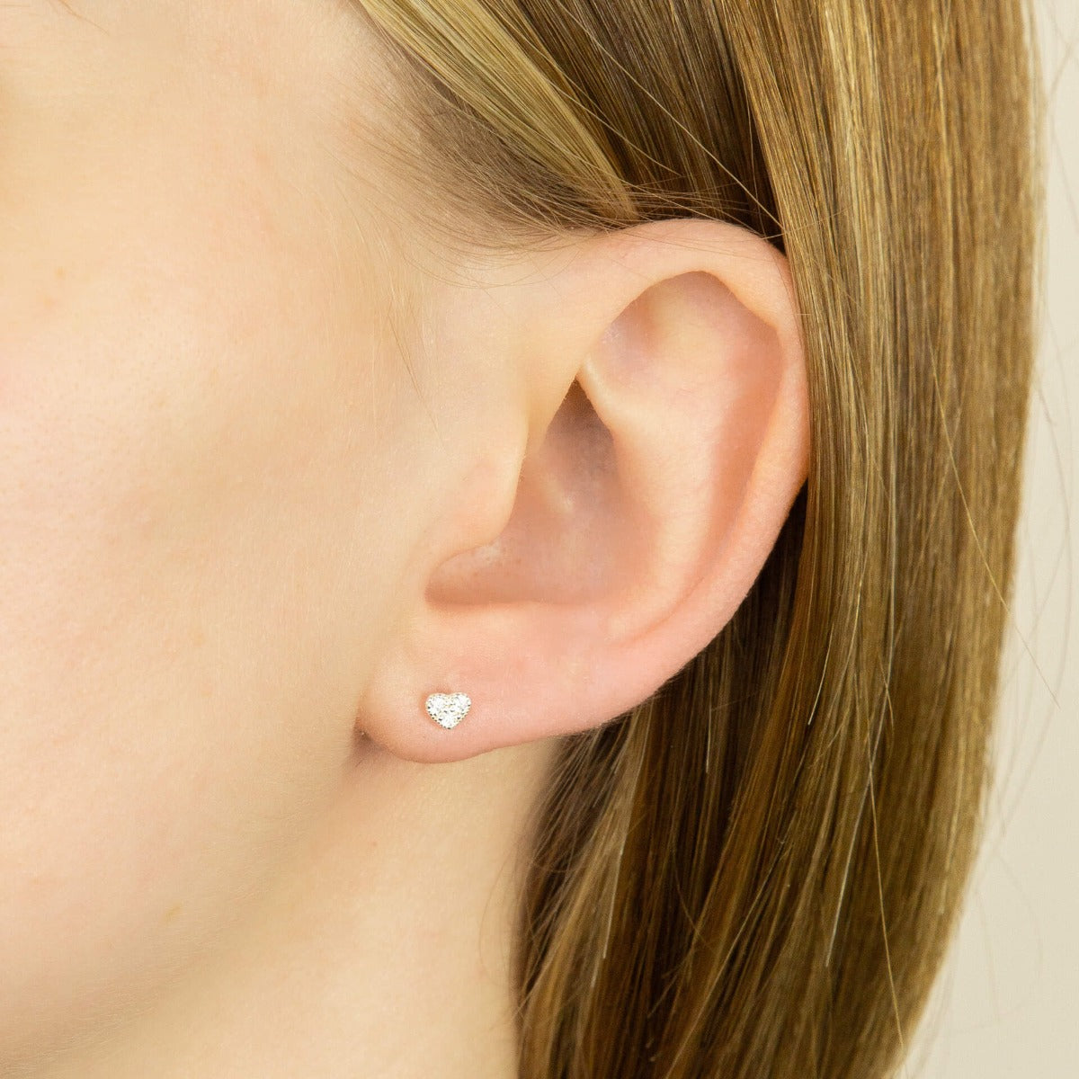 Beginnings Heart Stud Earrings with Cubic Zirconia