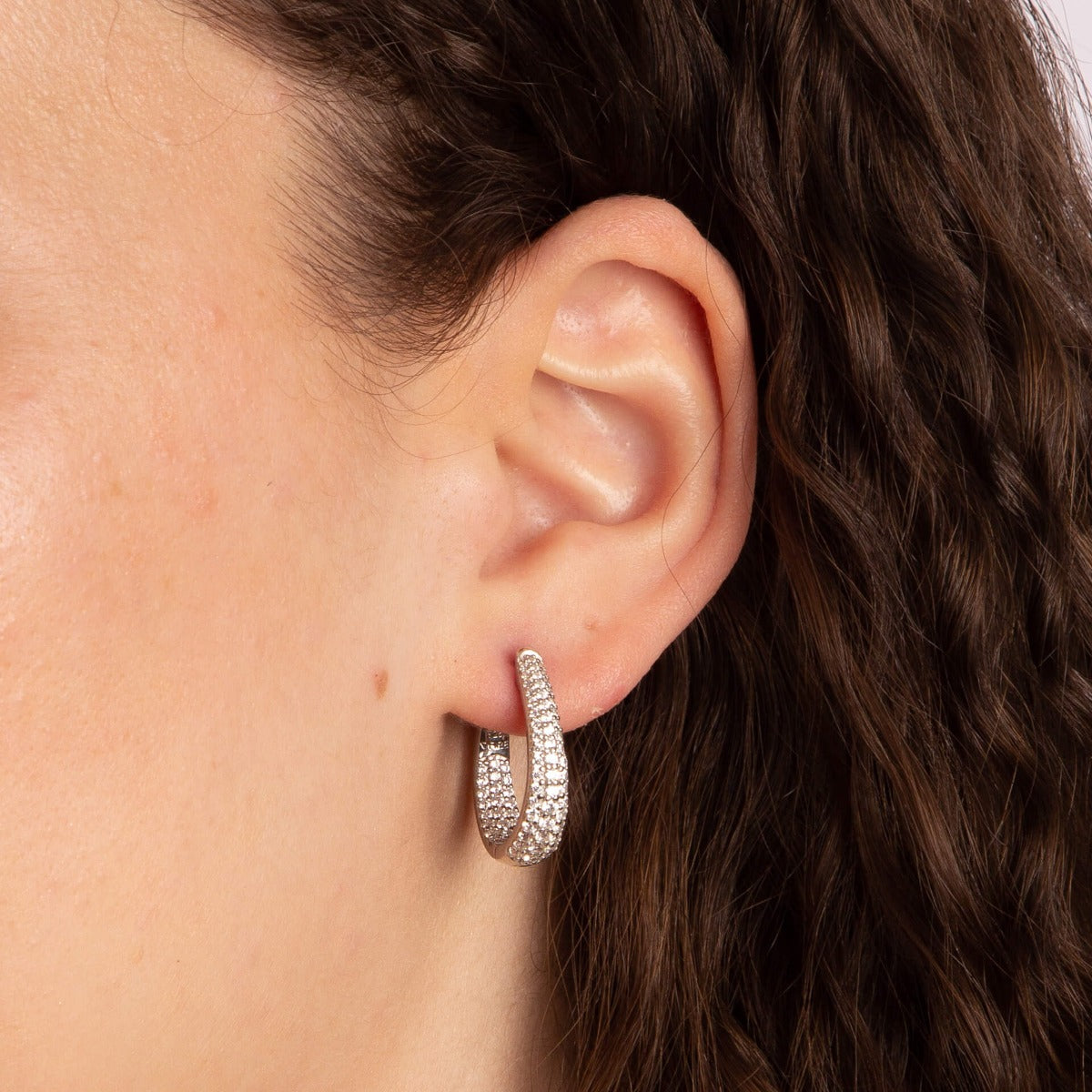Diamonfire Pave Set Zirconia Hoop Earrings