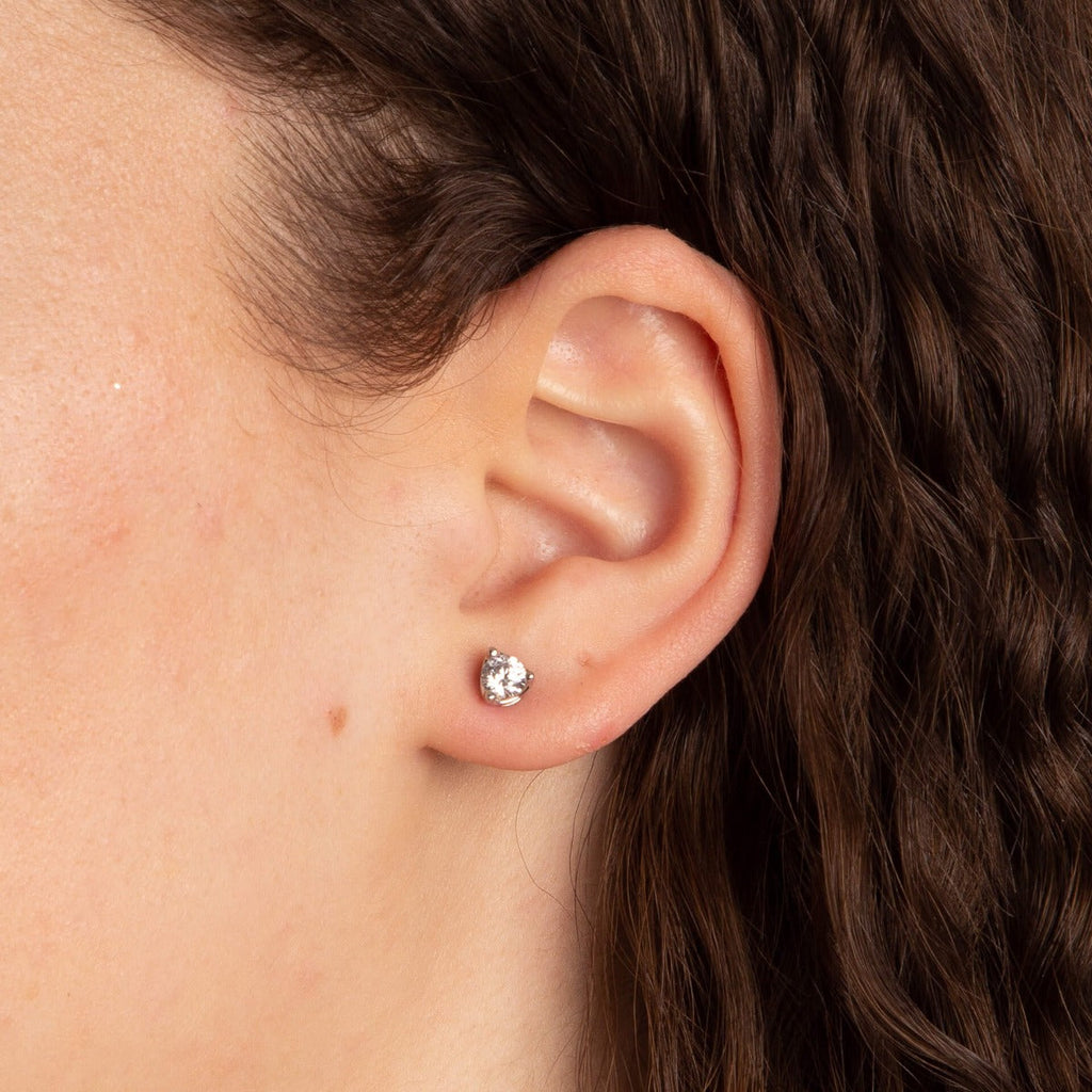 Diamonfire Three Claw Solitaire Stud Earrings