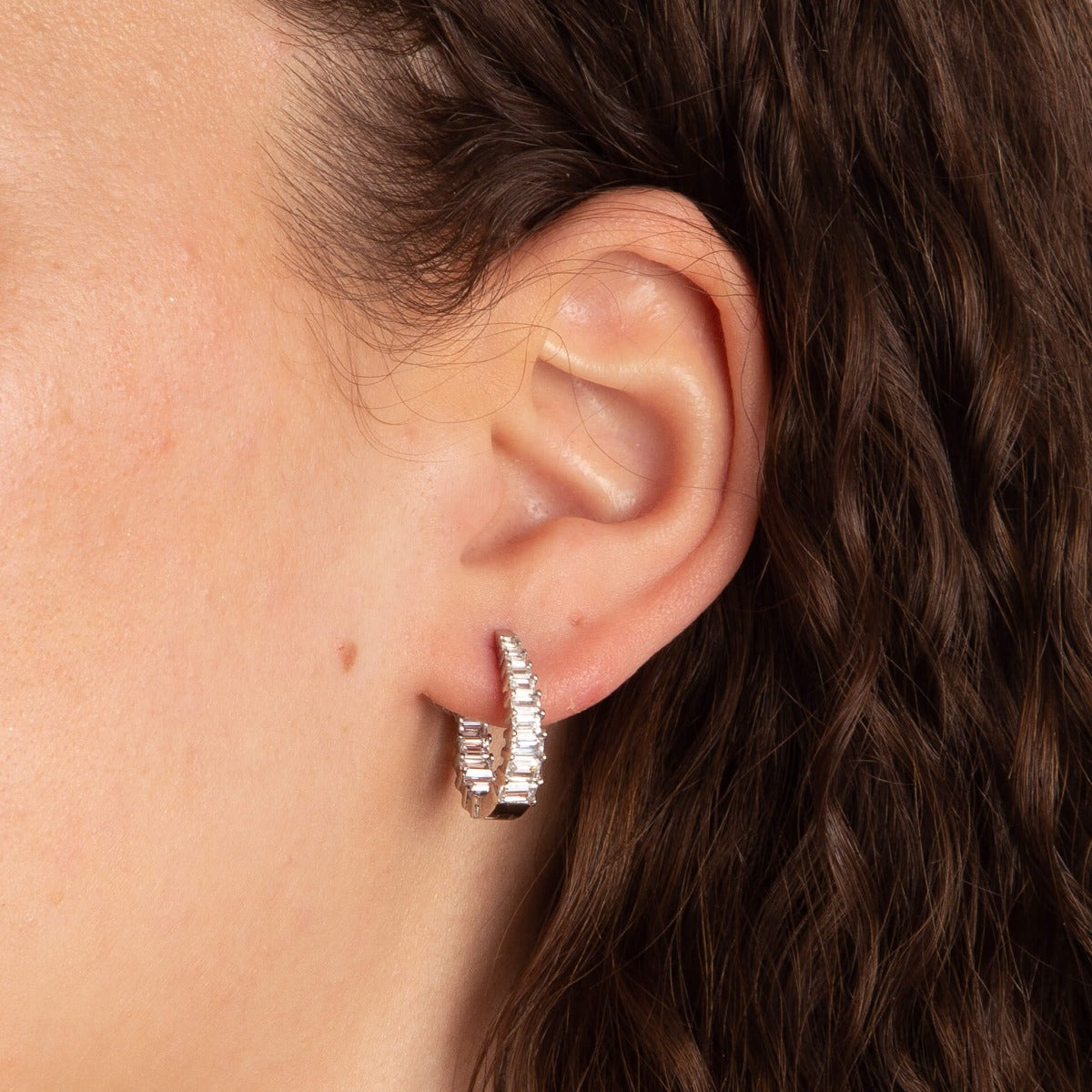 Diamonfire Statement Baguette Hoop Earrings